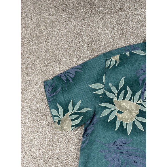 Island Republic Shirt Mens XL Green Blue Floral Hawaiian Button Up Short Sleeve - Picture 4 of 8